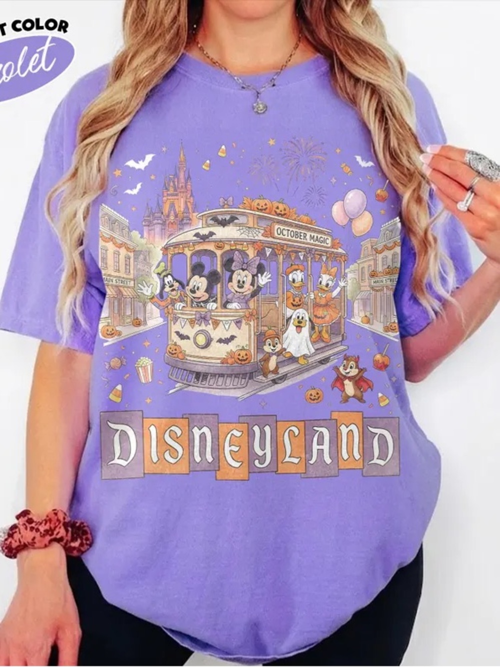 Disneyland October Magic Trolley Halloween with Mickey and friends T-shirt - Picture 8 of 9